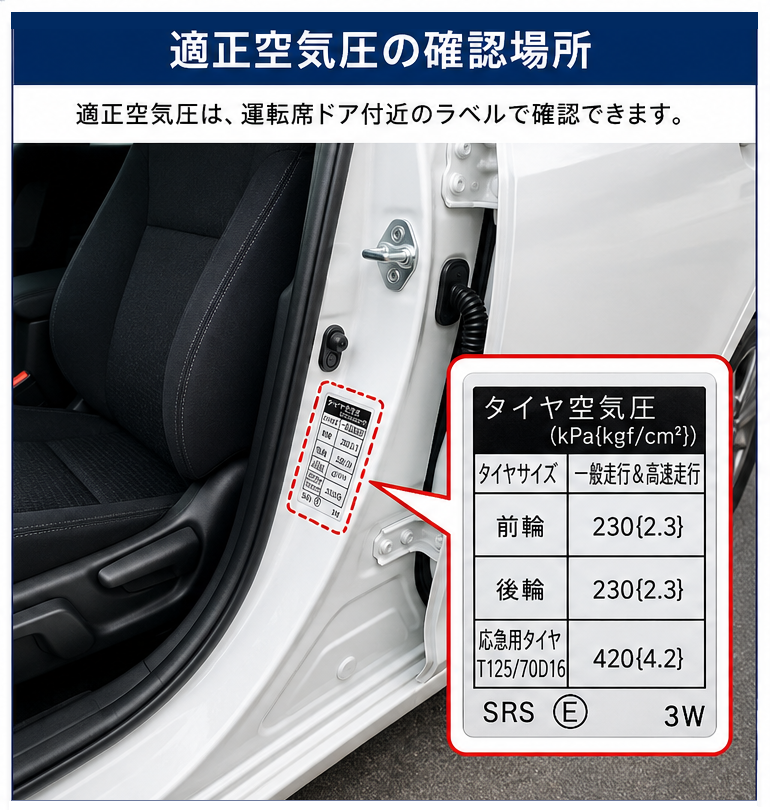 適正空気圧の確認方法