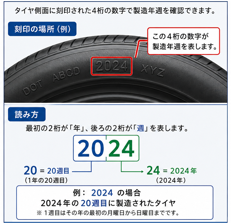 タイヤの製造年月日の確認方法